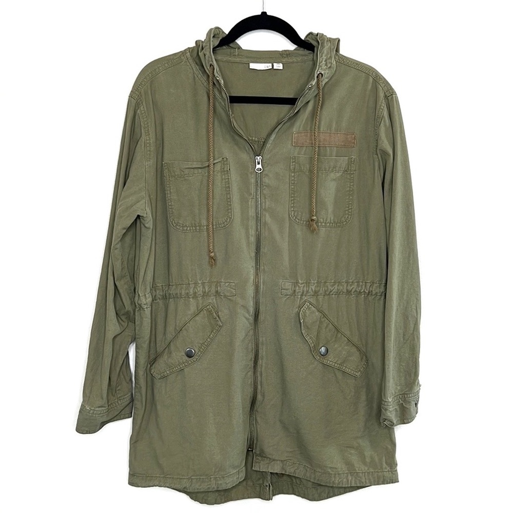 BP Oversized Green Military Style Gorpcore hooded Utility Jacket size Small